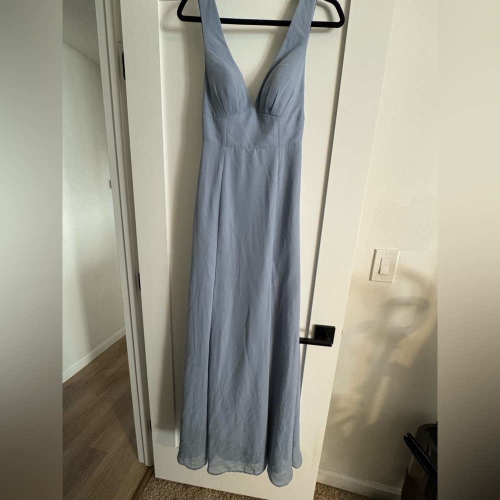 Azazie Strapless Dusty Blue Chiffon Dress (Wedding guest, bridesmaid, prom!!!)